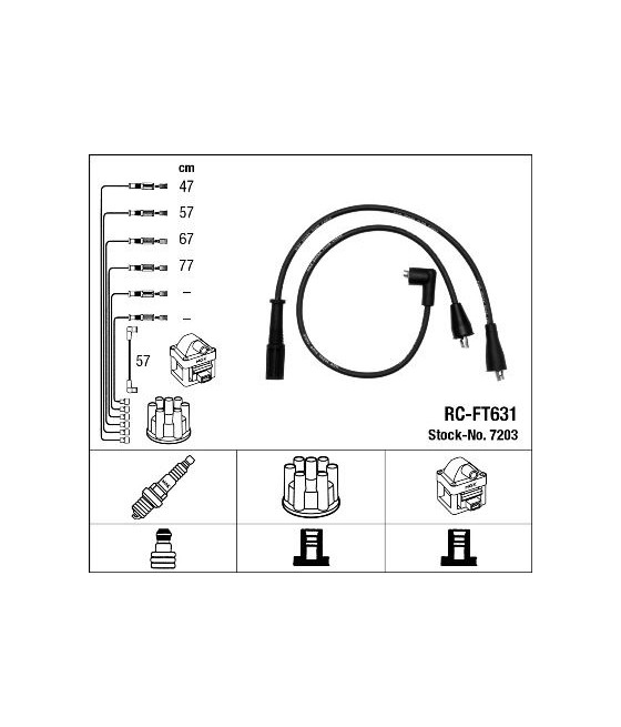 Serie cavi accensione FIAT 124 1800 Rally Abarth - FIAT Croma 1600/2000 CHT/2000 i.e./2000 i.e. Turbo