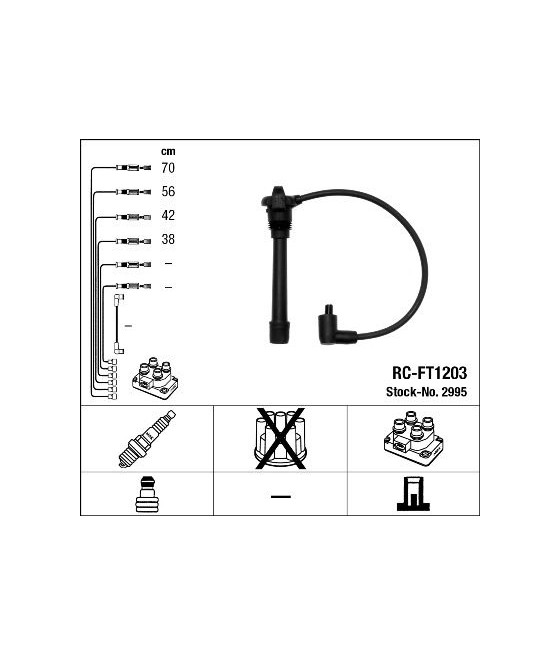 Serie cavi candele 16v ngk rc-ft1203