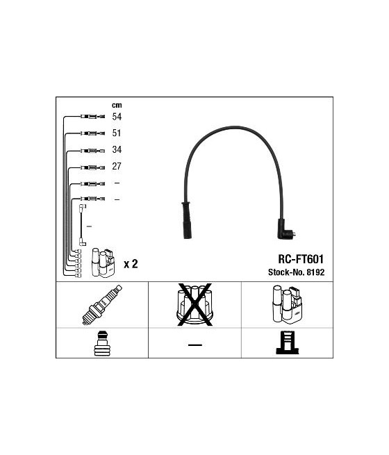 Serie cavi candele ngk rc-ft601