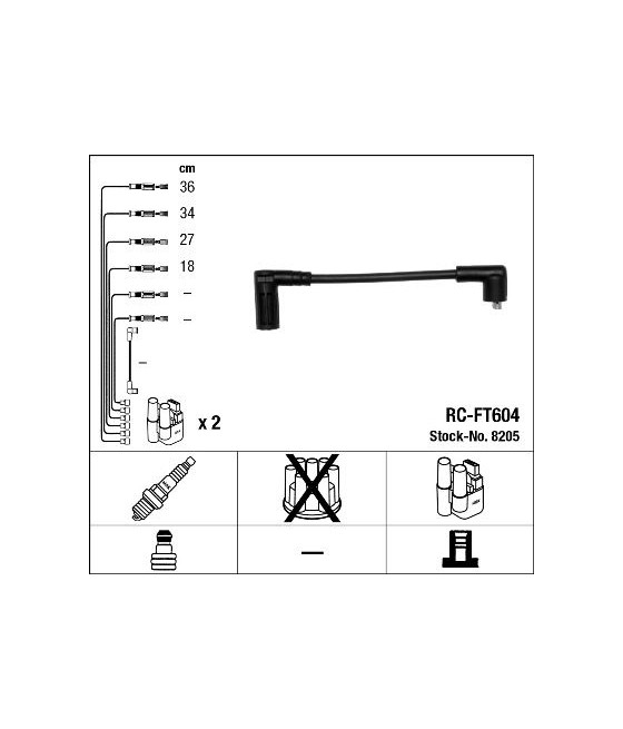 Serie cavi candele ngk rc-ft604