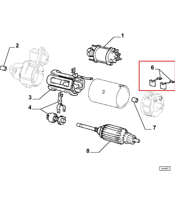 Spazzola motorino avviamento FIAT 124/127/128/Duna/Uno - LANCIA Delta